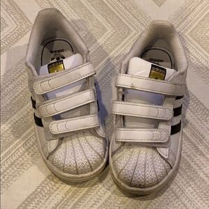 Adidas Little Boys White/Black Superstar Sneakers Size 9 1/2